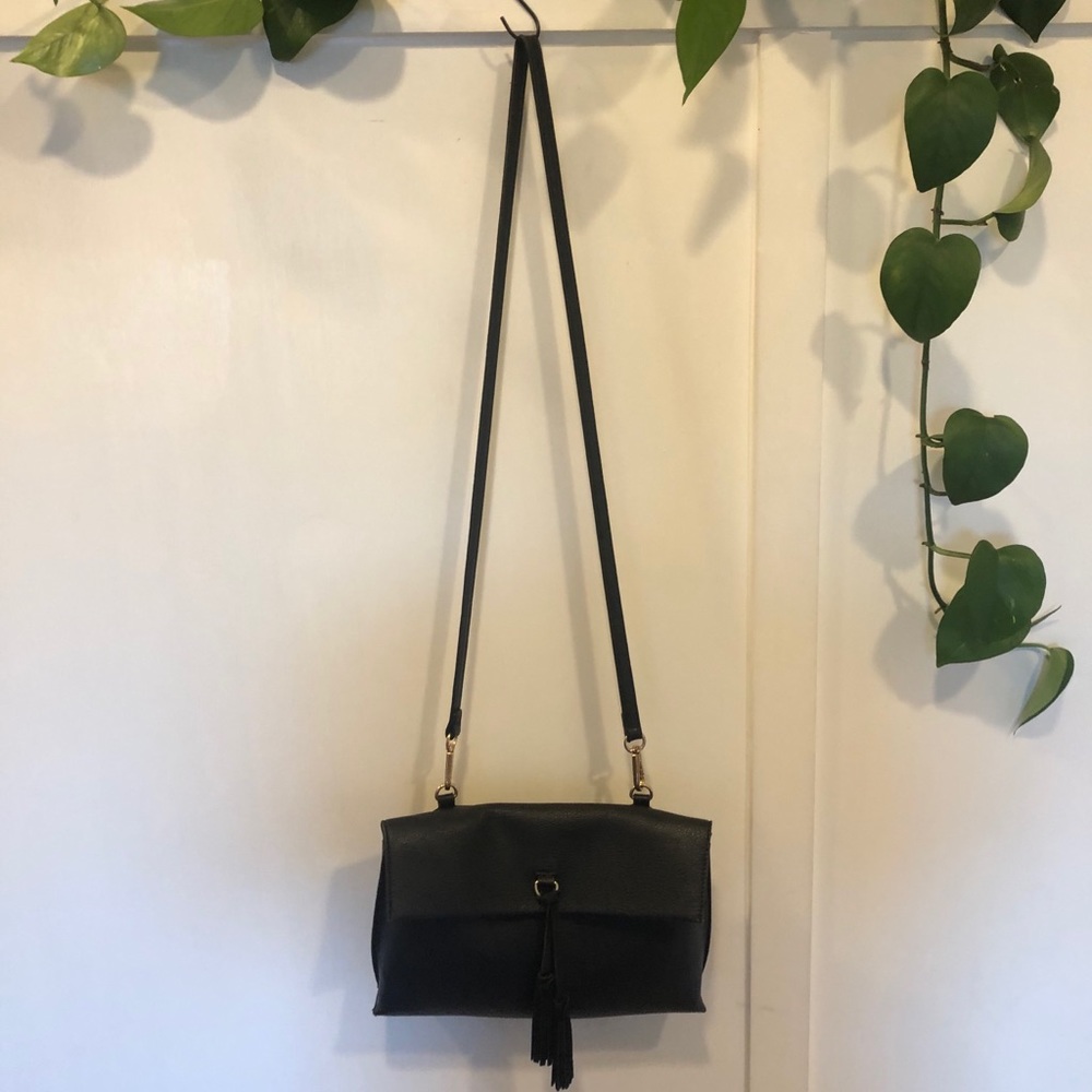 Black Faux Leather Anthropologie Cross Body Purse